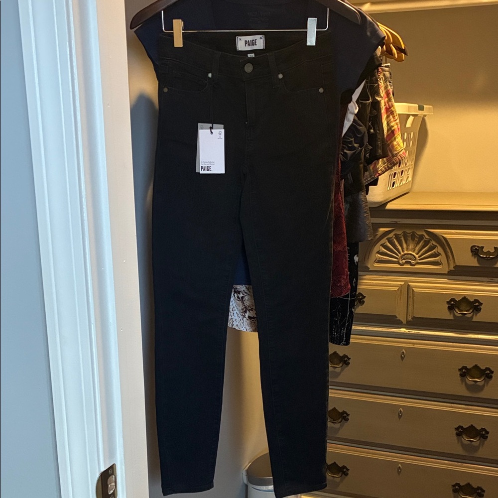 PAIGE Black High-Rise Skinny Jeans